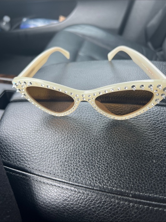 Moschino Accessories - Moschino Cream Cat-Eye Sunglasses with Rhinestones